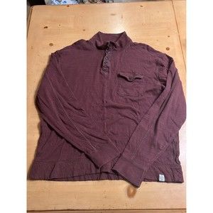 Lucky Brand Pullover Mens maroon small Long Sleeve Pocket button Shirt XL